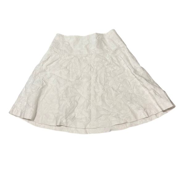 J.McLaughlin White Floral Embroidered A-Line Skirt Women’s Size 0 Lined Side Zip - Picture 1 of 6